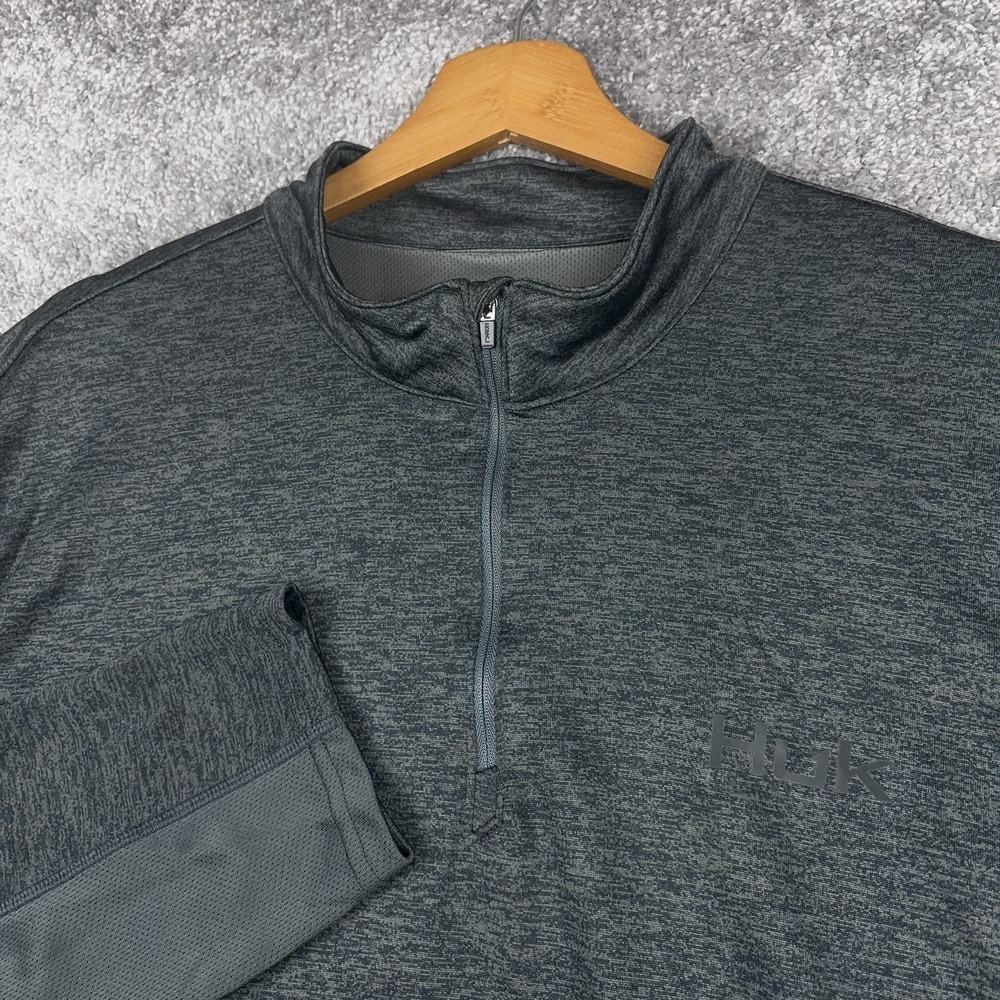 Huk 1/4 Zip Pullover Men's XXL Gray Performance‎ Fishing Shirt Logo Preppy